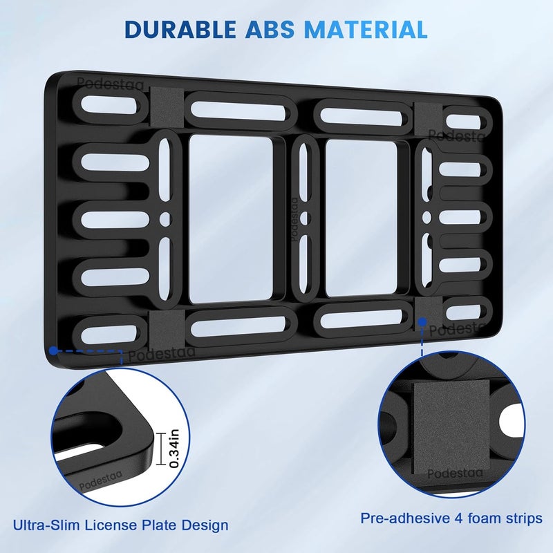 Podestaa Front License Plate Bracket Holder, 2 Drill License Plate Mount, Universal Bumper Car Tag Frame Mounting kit - Image 3